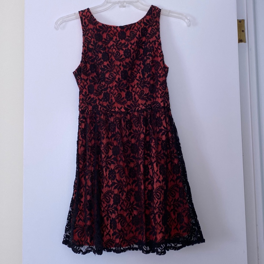 Pink/ black lace dress